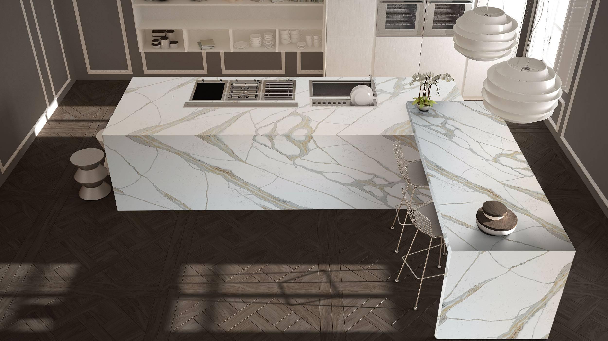Calacatta Borghini quartz kitchen countertops
